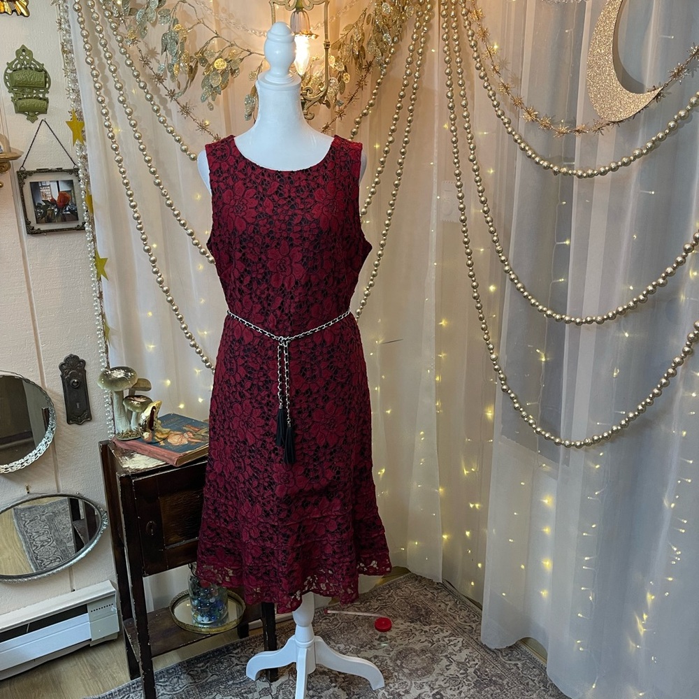 Vintage Karl Lagerfeld Red Sheath Midi Dress